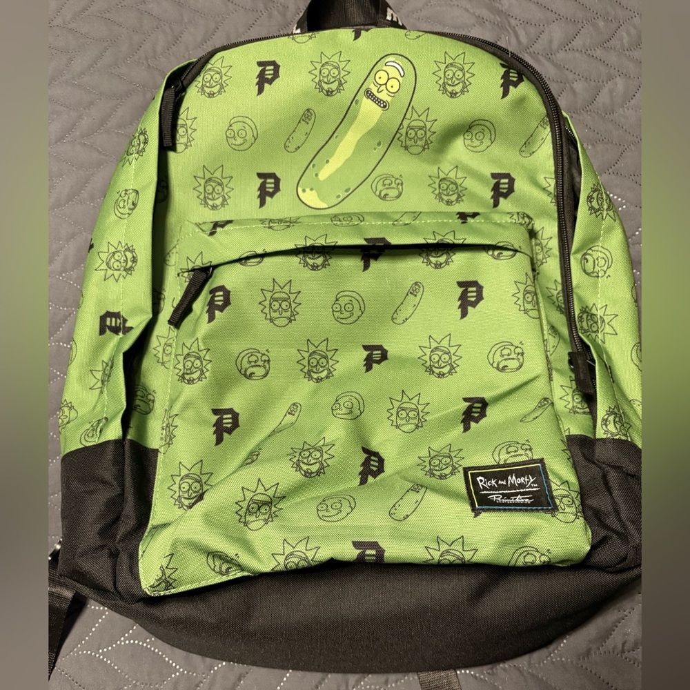 Primitive Skateboarding Rick and Morty Green Graphic Backpack